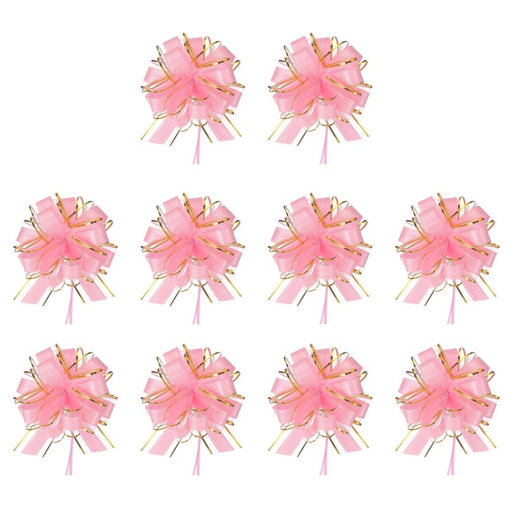 Large Gift Bow 9x7 Inch, 10 Pack  Pull Bows for Gift Wrapping, Pink