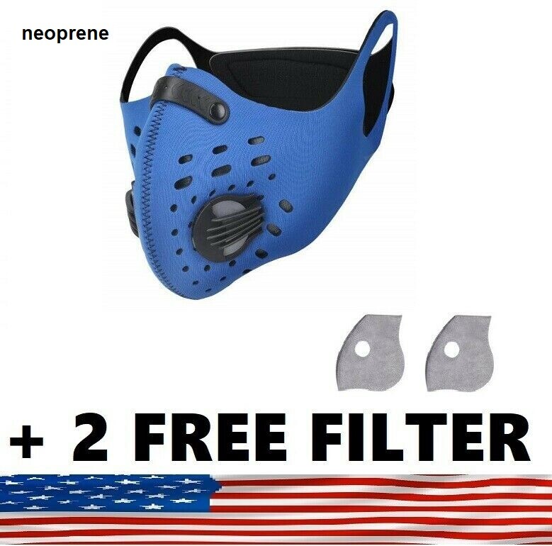 Face Mask Active Carbon Filter & Breathing Valve + 2 Free 5Layer PM 2.5 Filter ✅