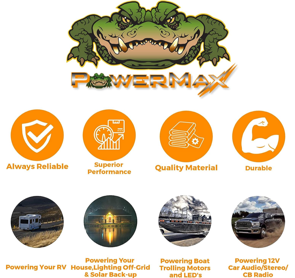 PowerMax 75 Amp Power Converter 12 Volt Power Supply with LED Light