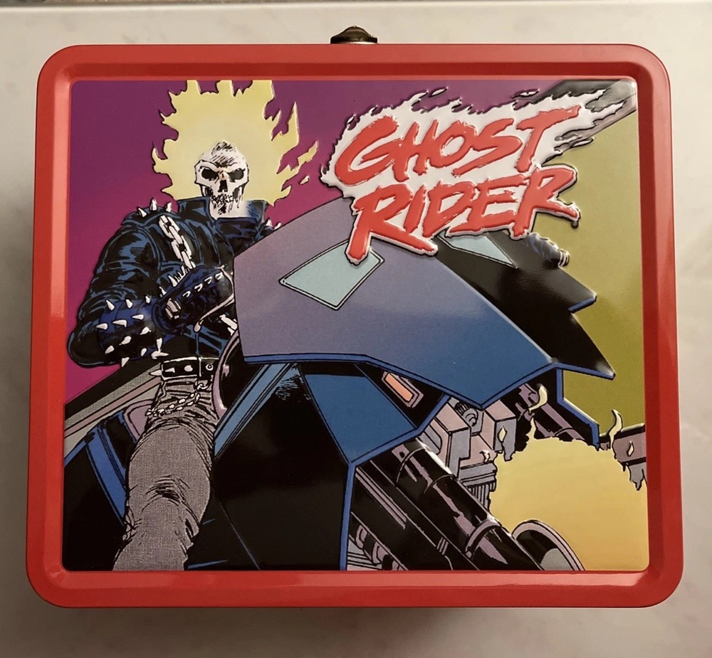 This is a Surreal Entertainment Ghost Rider Tin Titans lunchbox