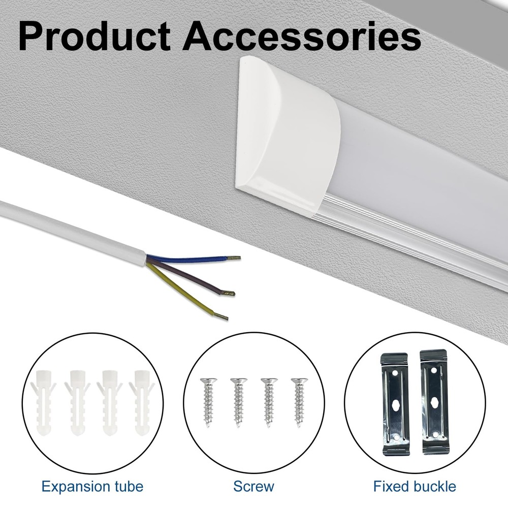 2 Packs 2FT LED Batten Light, Ultra-Thin Ceiling Surface Mounted Light, 20W, ...