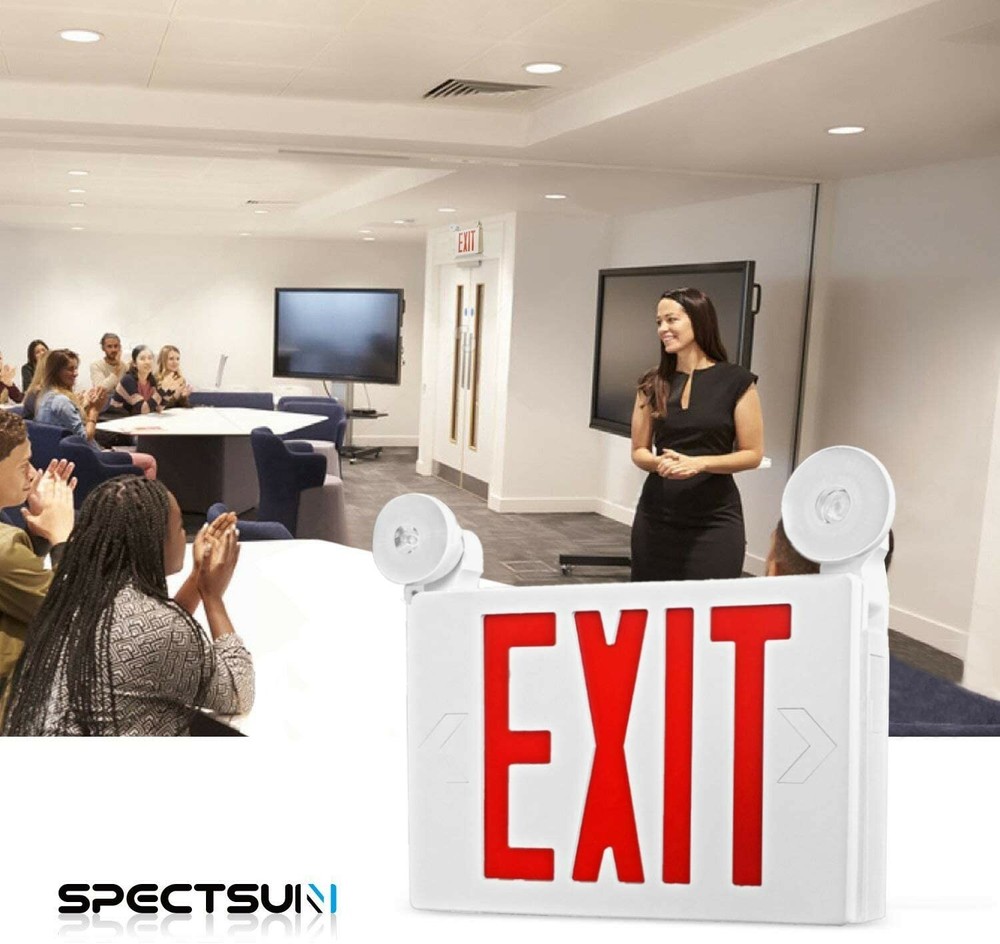 Spectsun 4 Pack Red LED Exit Sign&Emergency Lights Exit Sign Lighting Buniess