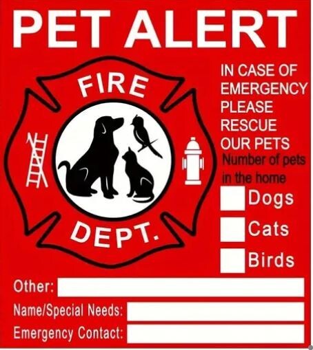 Fire Pet Alert Rescue Sticker - 4 pack