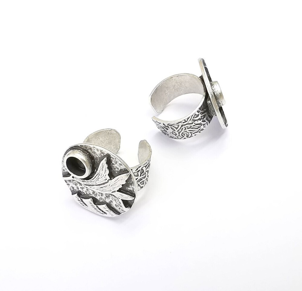 Bird Ring Blank Setting, Cabochon Mounting, Adjustable Resin Base, Inlay Ring