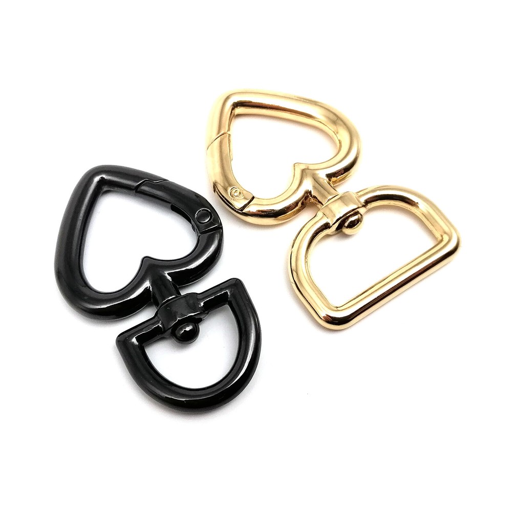 1/5pcs Heart Shape Spring O Ring Bag Strap Buckle Pendant Key Snap Clip Trigger