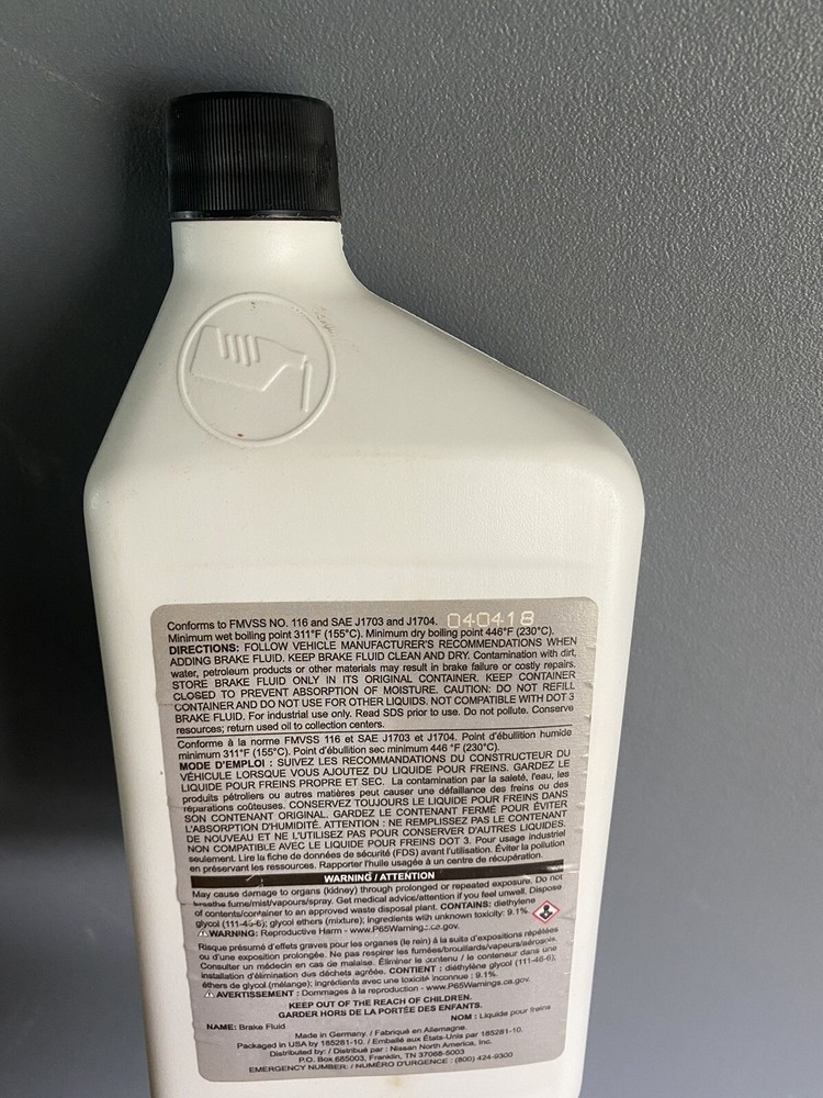 Nissan dot 4 brake fluid 2qt.