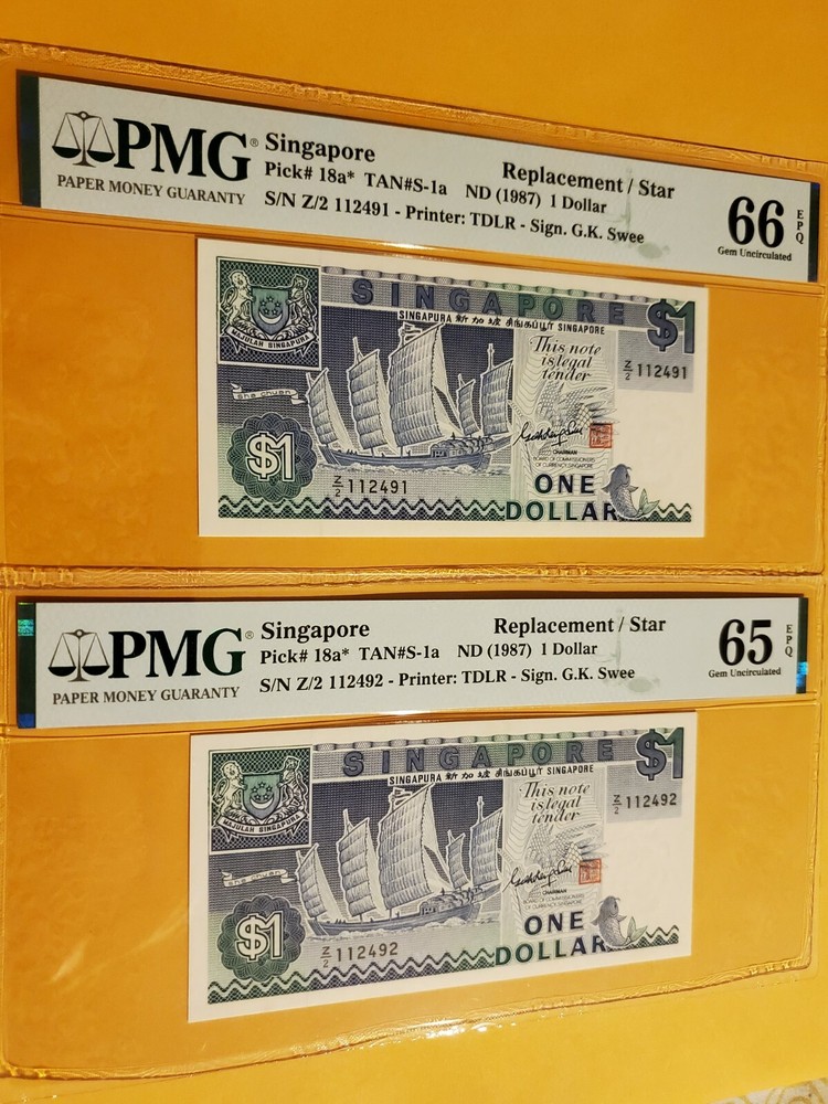 2 x Singapore UNCs replacement notes