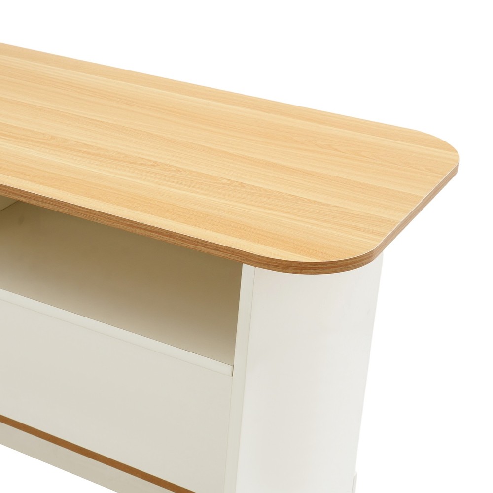 Modern Reception Desk Rectangle Reception Table w/ Lockable Drawer Free Standing