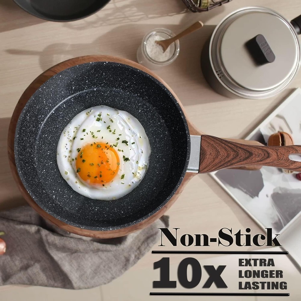 12-Piece Nonstick Granite Cookware Set Induction Compatible Black with Lids &...