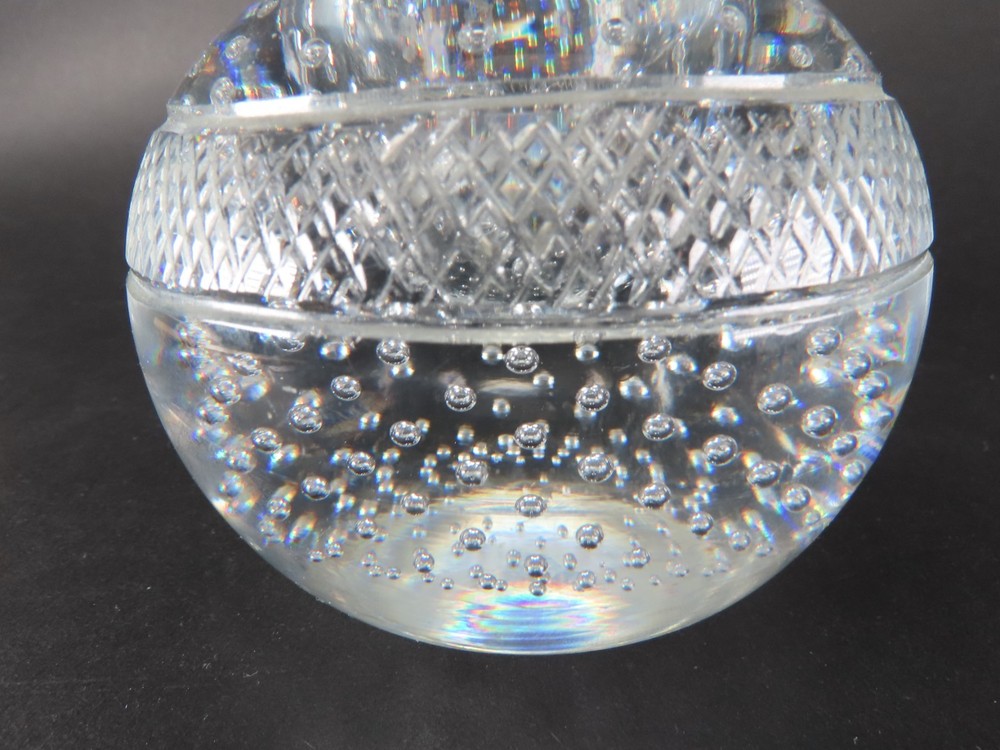 Thomas Webb Controlled Bubbles Crystal Glass Match Safe Striker Holder England