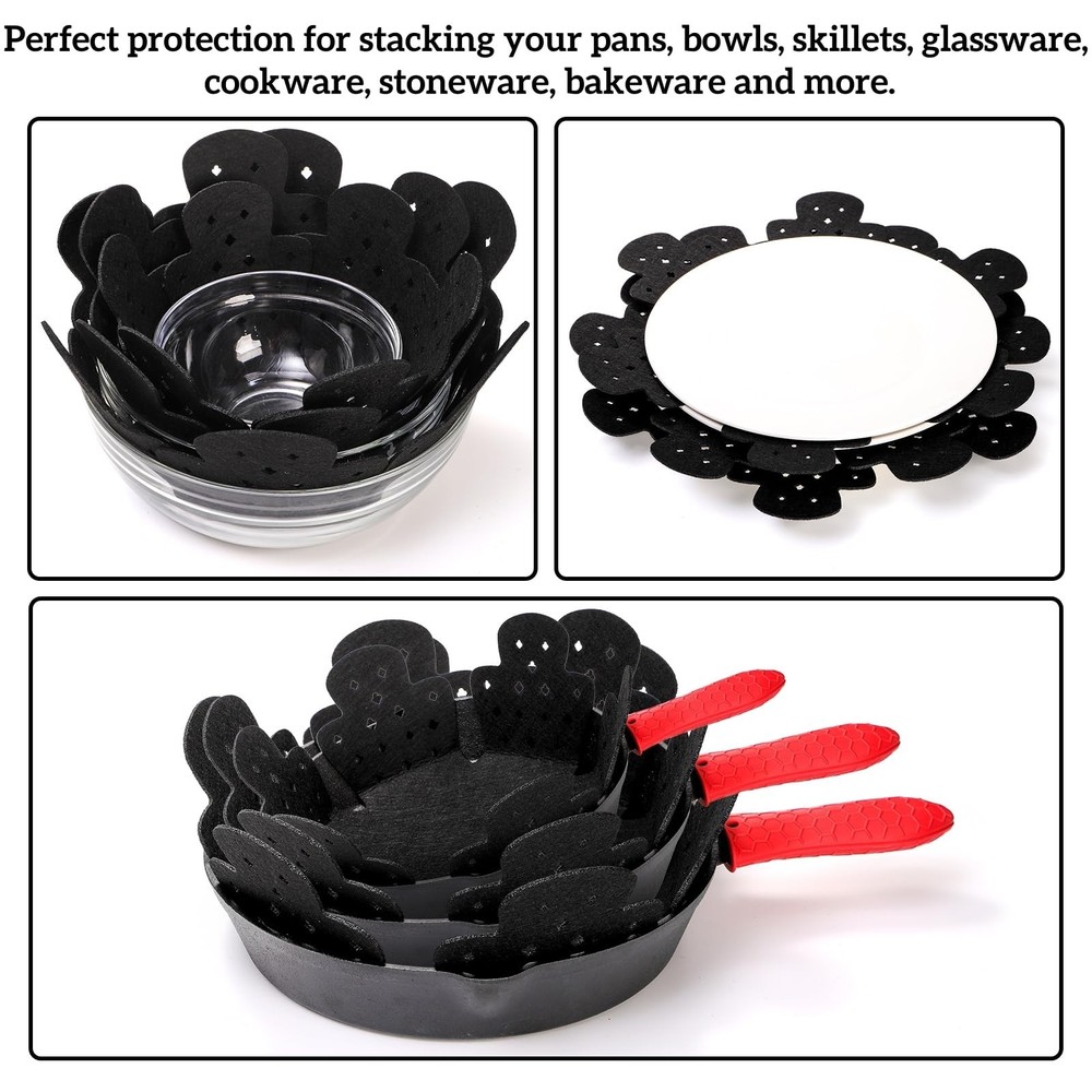 Goaste 18 Pack Pot and Pan Protectors, 3 Different Sizes Felt Pan Separators,...