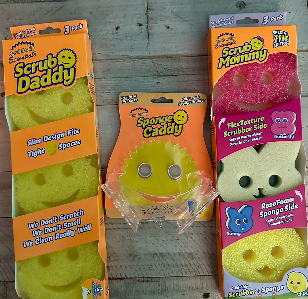 Scrub Daddy & Mommy Special Edition Spring Easter Bunny Chick Butterfly, Caddy