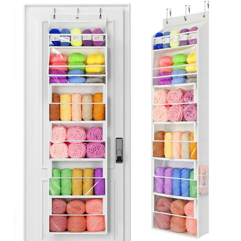 Hanging Yarn Storage Organizer with 6 Zippered Closure Compartments, Large Ca...