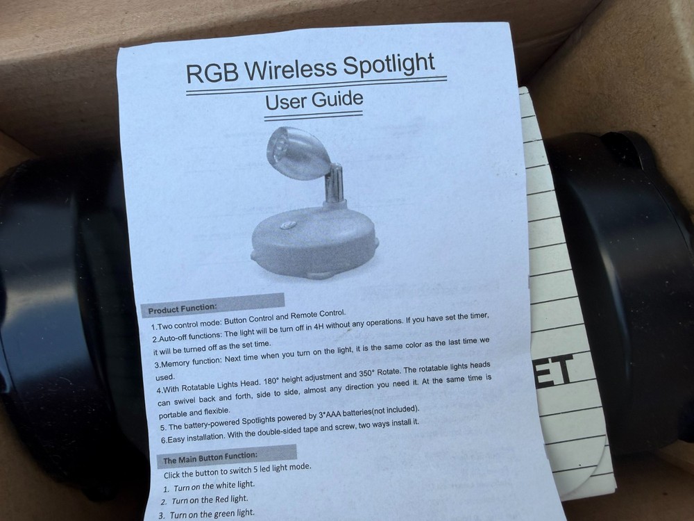 RGB Wireless Spotlight 2 Pack w/ Remote & User Guide + Camera Mounting Bracket