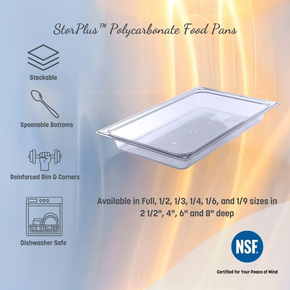 Plastic Food Pan 1/9 Size 4 Inches Deep Clear
