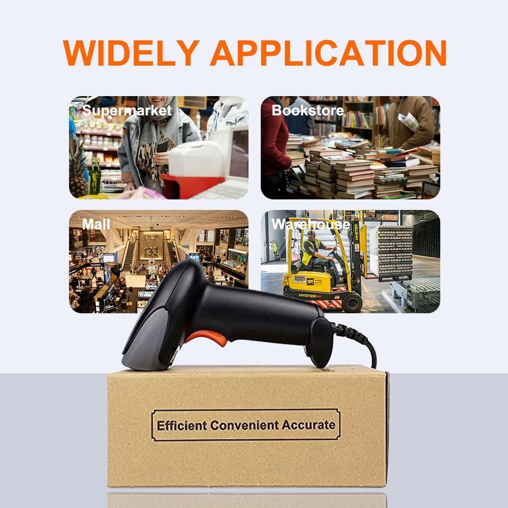 2.4Ghz Wireless Barcode Scanner USB Cordless 1D Laser Handhold Barcode Reader