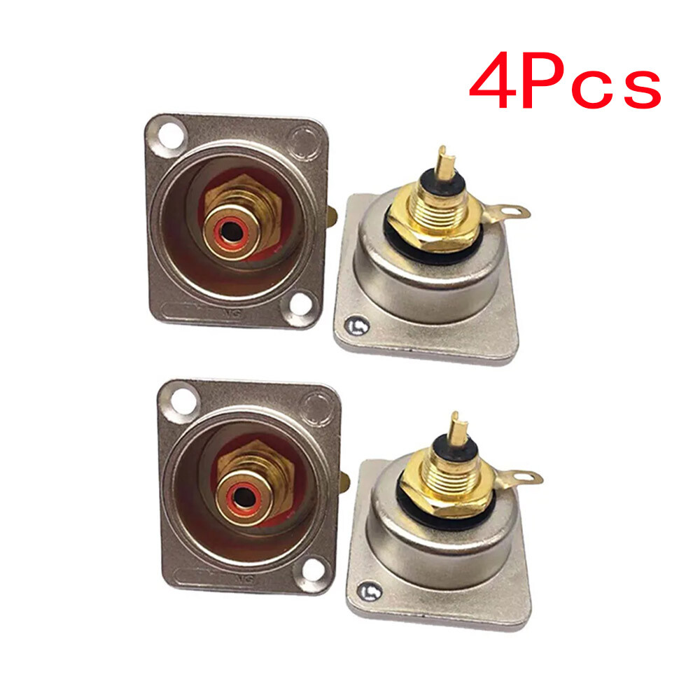 4XSilvery Female RCA Panel Mount Socket Connector Base Plate Welding Base Plated