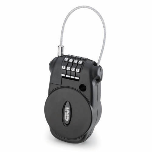 RETRACTABLE CABLE LOCK for BAGS HELMETS TRUNKS with SAFETY COMBINATION