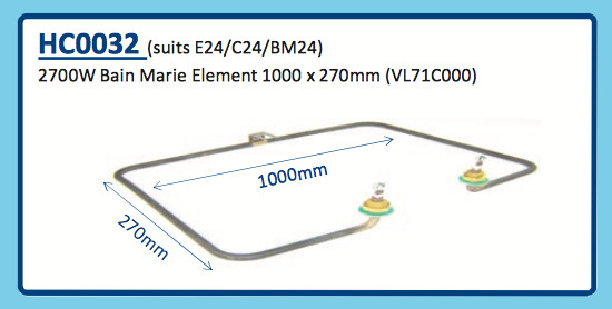2700W BAIN MARIE ELEMENT 1000 x 270mm (VL71C000) E24 C24 BM24 HC0032