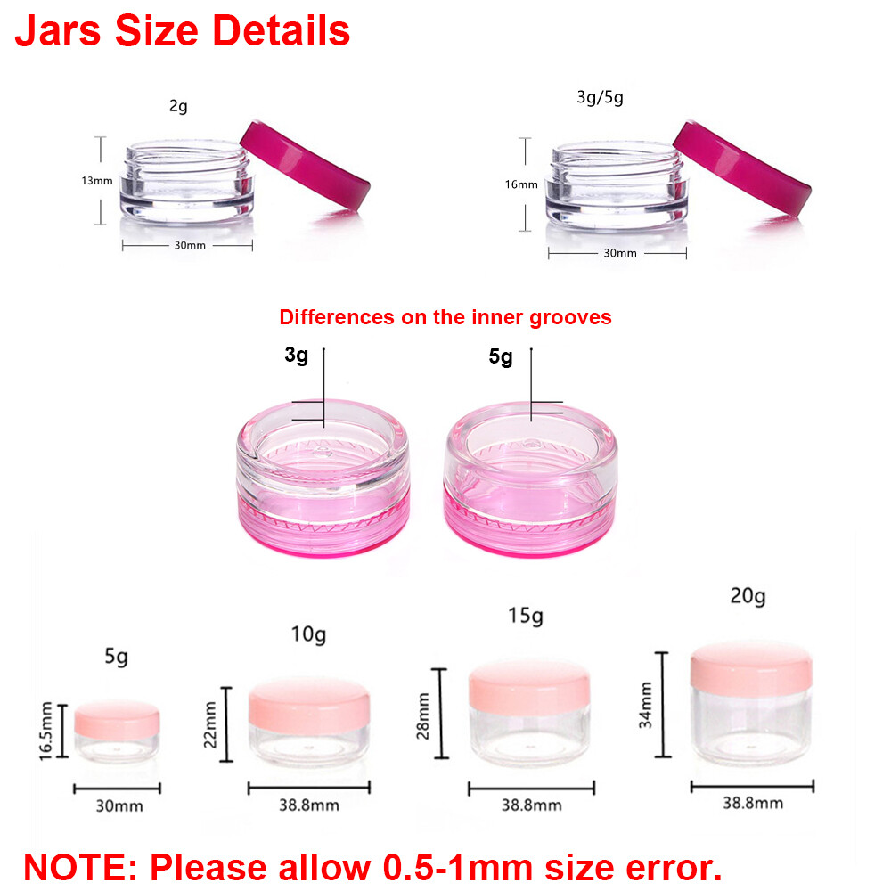 2g-10g Empty Clear Plastic Sample Travel Jar Container Round Cosmetic Makeup Pot