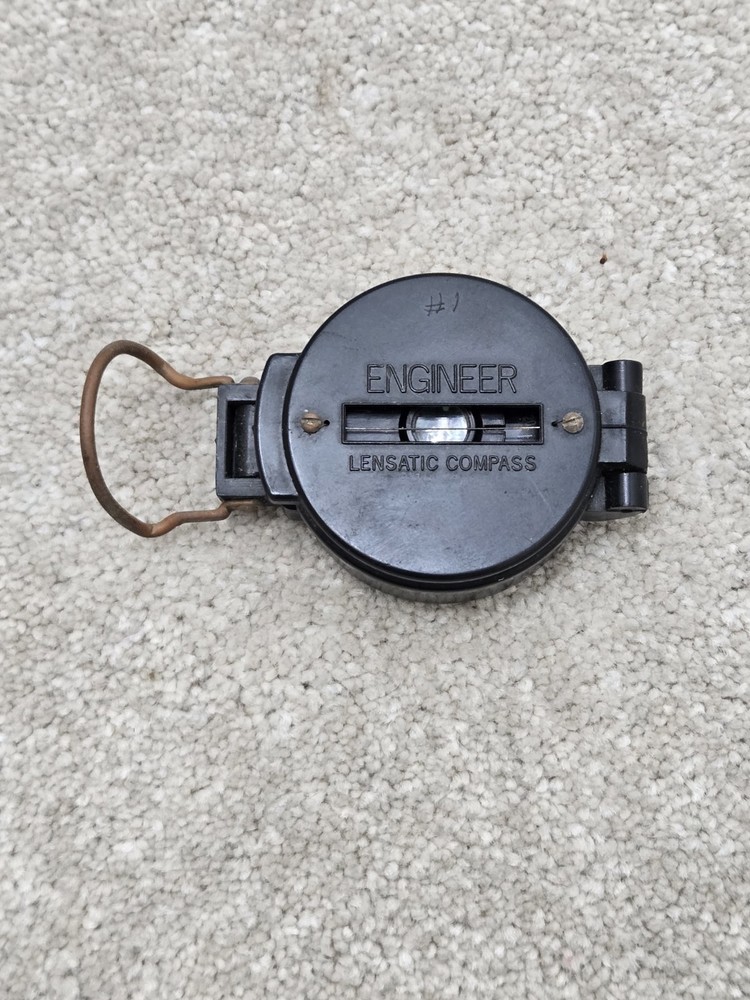 lensatic engineer compass black plastic compact portable navagation survival