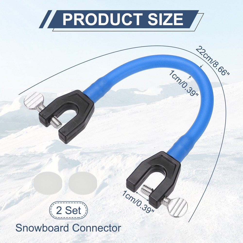 Ski Tip Connector, Snowboard Clip Ski Training Aid Basic Turning 2 Pcs & Blue