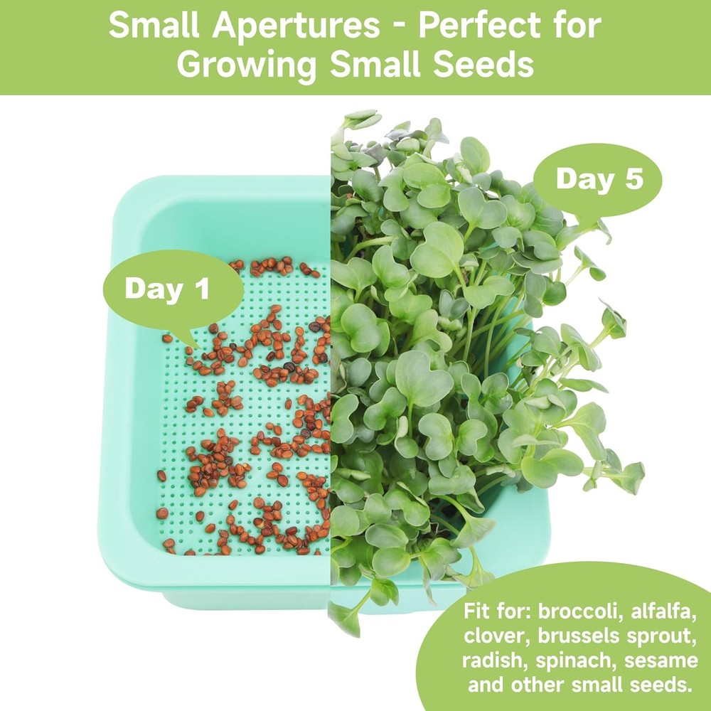 4 Pcs Microgreen Growing Tray & Sprouting Tray, Reusable BPA Free Seed Sprouting
