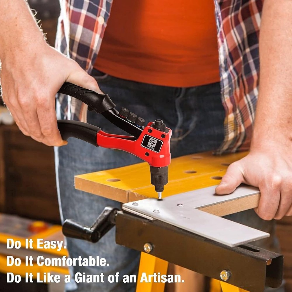 Professional Pop Rivet Tool Kit with Interchangeable Heads & Carrying Case