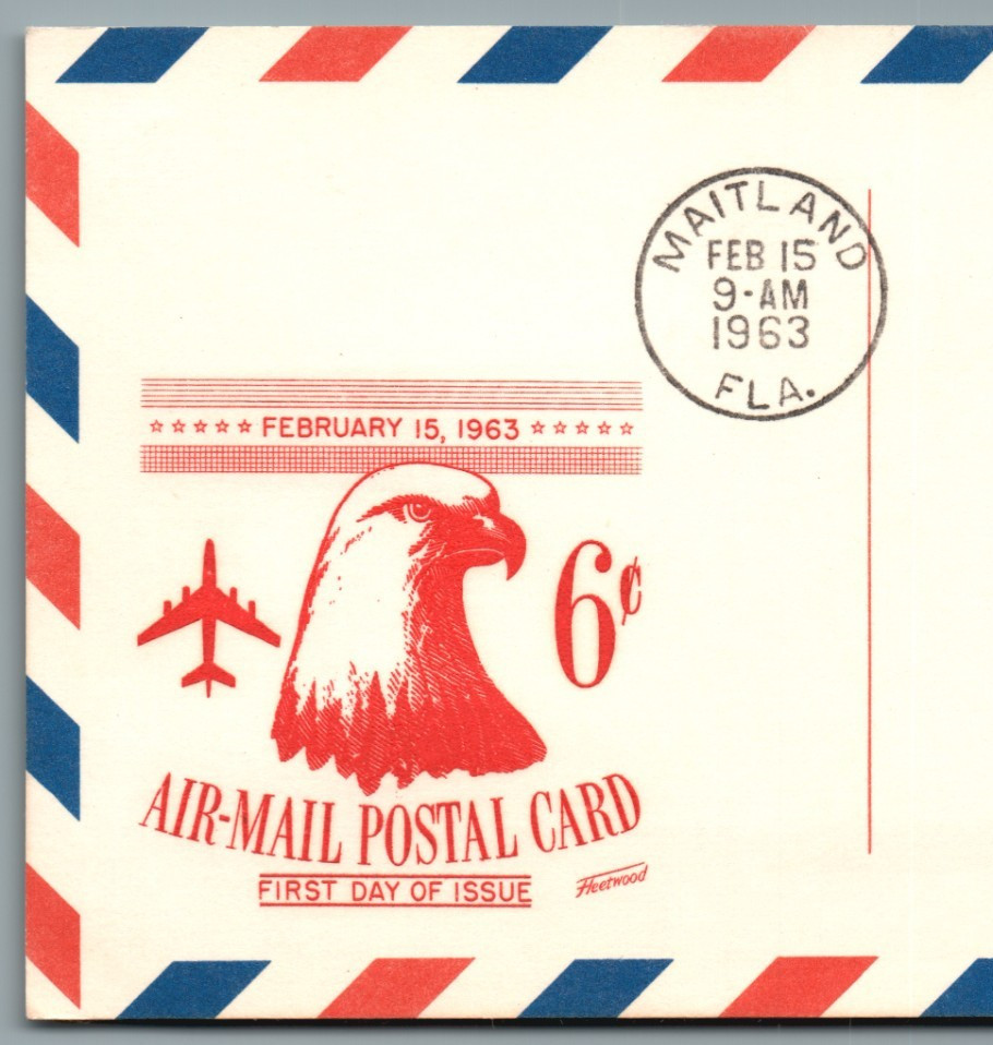 First Day Issue postcard-1963 Maitland FLA Air Mail Eagle 6¢-pB410