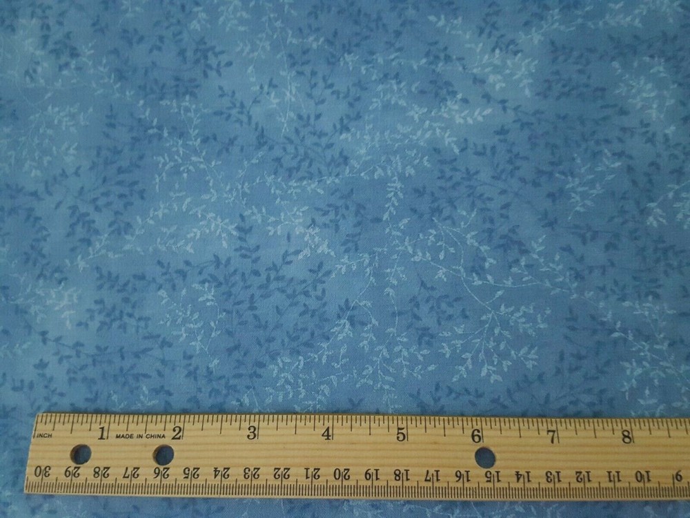Small Leafy Vine Blue BTY Fabric Traditions Small Leaf Print Blender
