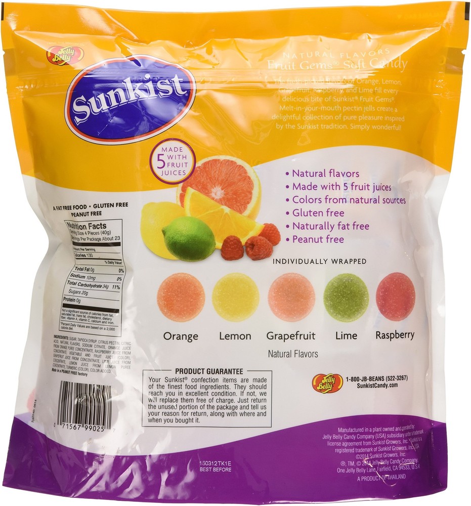 Sunkist® Individually-Wrapped Fruit Gems 32OZ (2 2 Pound (Pack of 1), Basic