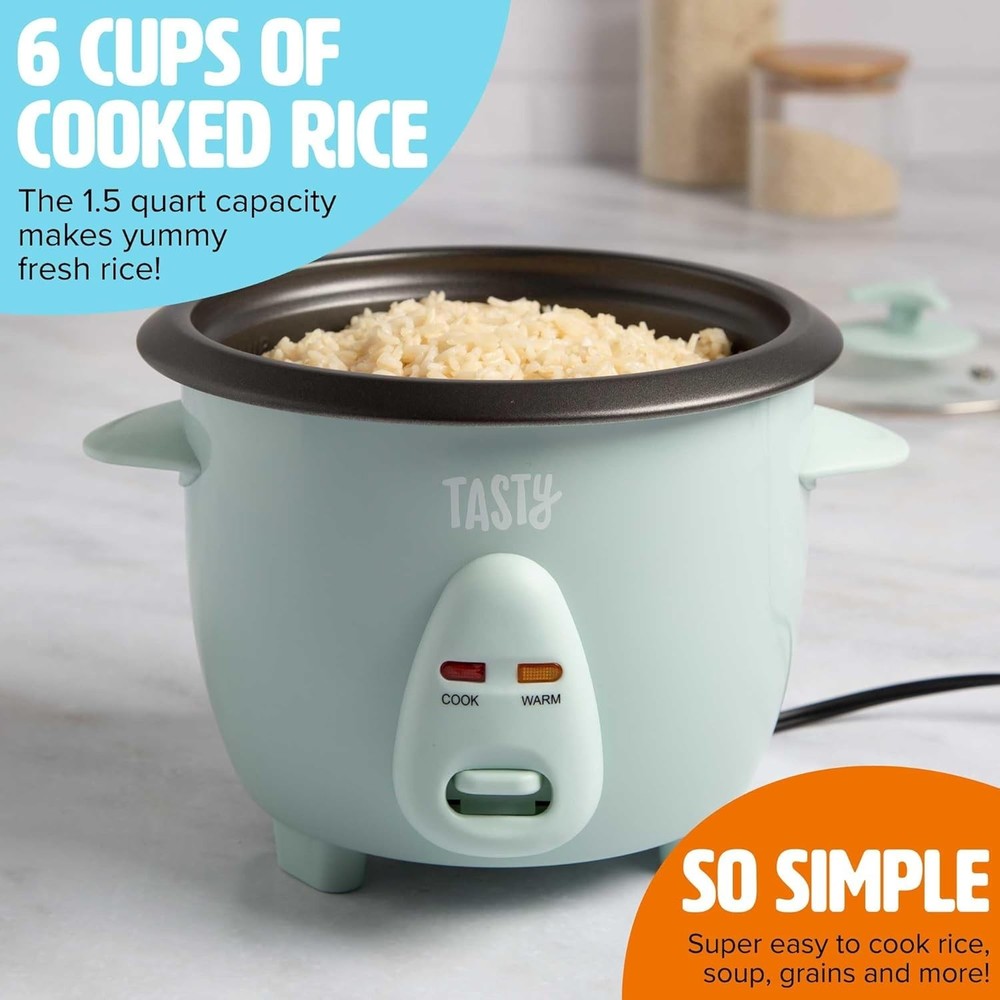 Mini Rice Cooker with Removable Nonstick Bowl and Auto Keep Warm Function, Gr...