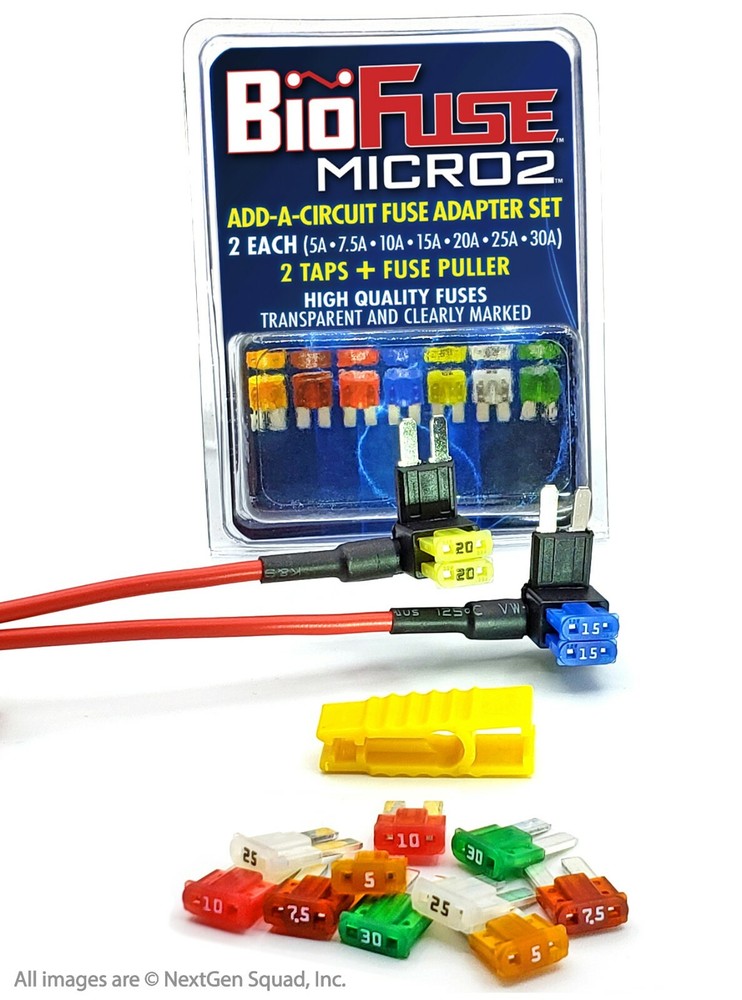 BioFuse® Micro2 Add Circuit Fuse Tap Adapter Set - 2 Holders - 14 Fuses + puller
