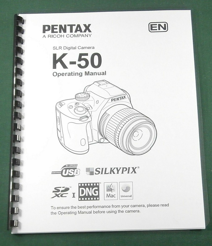 Pentax K-50 Operating Manual: 300 Pages & Protective Covers!