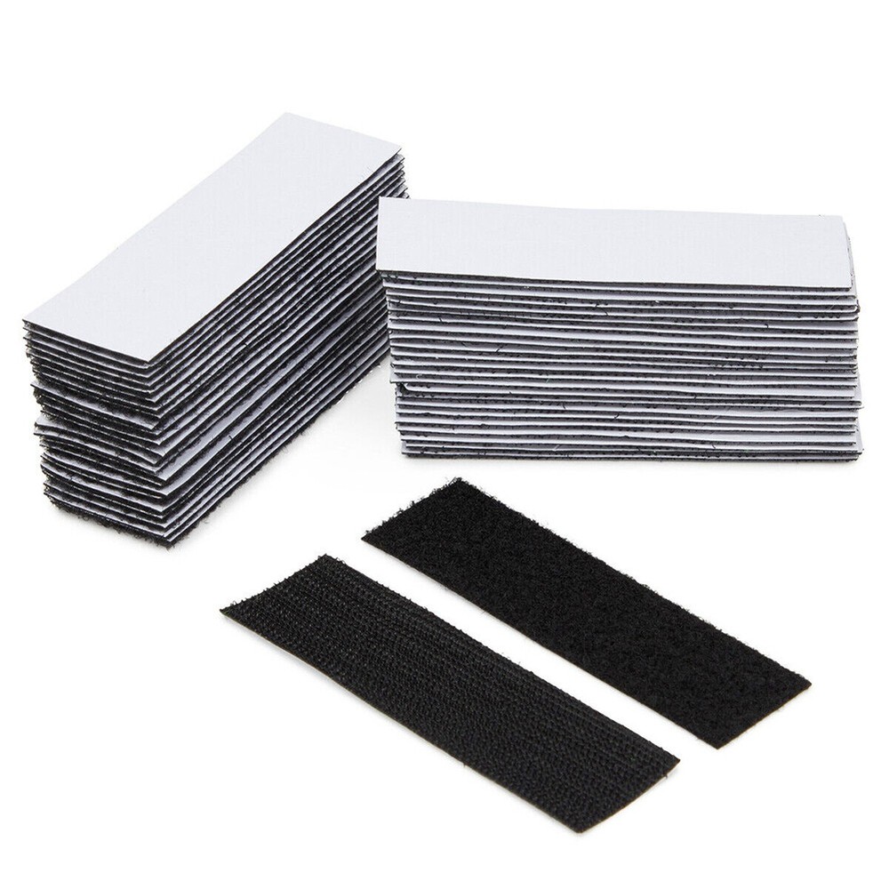 US 40-80 Pack Hook and Loop Strips with Adhesive, 1.2 x 4 Inches Black