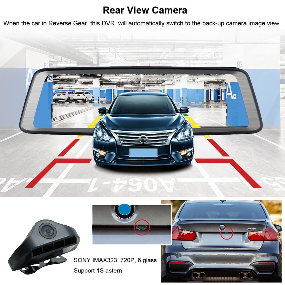 4G smart Car DVR Camera Android rear view backup mirror Dash Cam GPS navigation