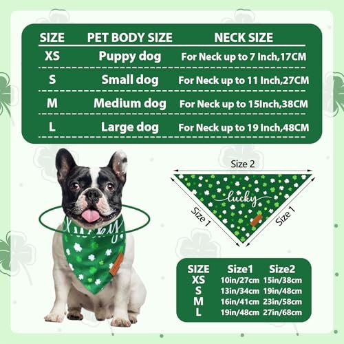 2 Pieces St. Patrick's Day Dog Bandanas, Double-Sided Reversible Triangle