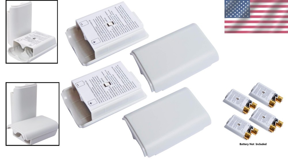 Protective 4X Battery Pack Shell Cases for Xbox 360 Wireless Controllers - White