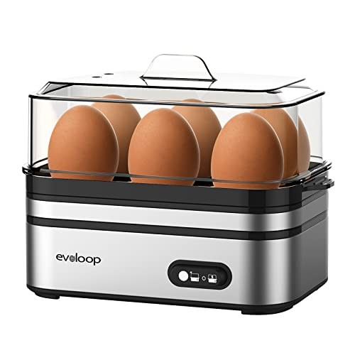 Rapid Egg Cooker Electric 6 Eggs Capacity, Soft, Medium, Hard Boiled, Silver