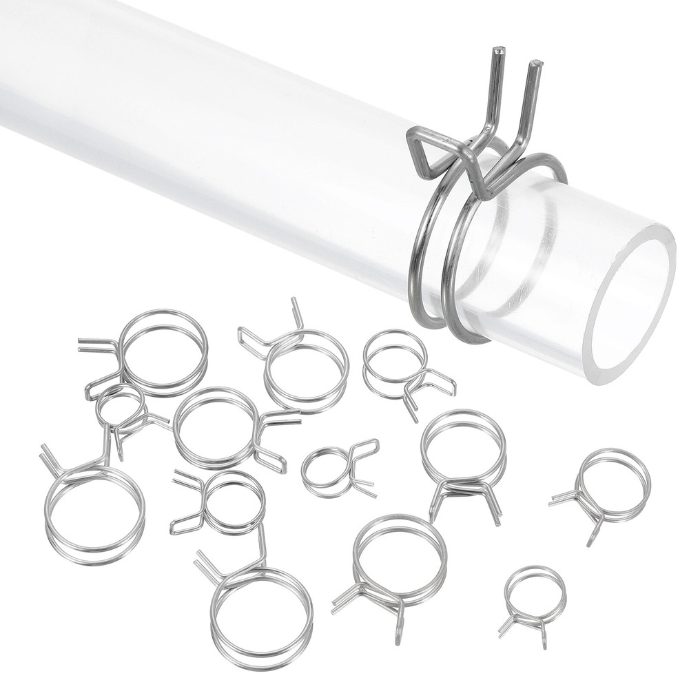 20Pcs 15mm/0.59inch Double Wire Spring Hose Clamp, Adjustable Spring Clips