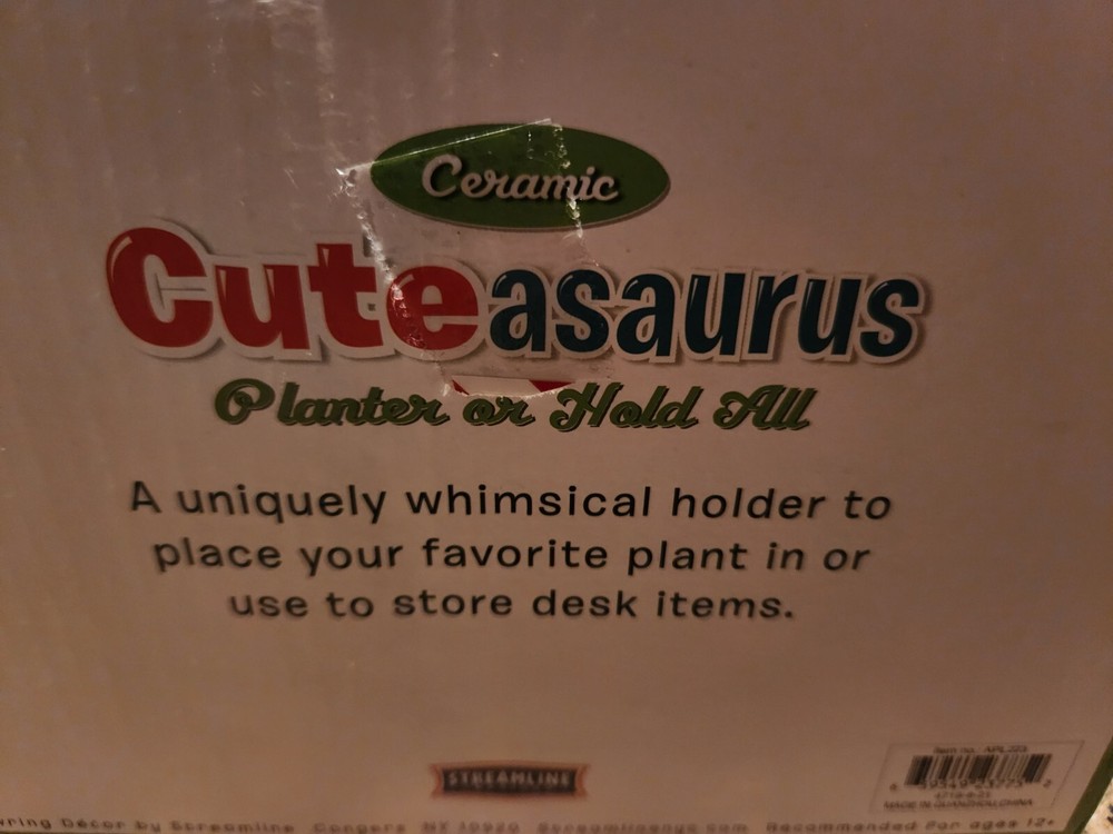Cuteasaurus Dino Planter/Hold All Kichen/Office Tools New In Box
