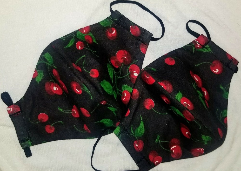 2 Pack Cherry print Print Face Masks