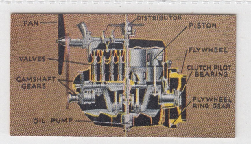 Vintage 1937 Science Trade Card INTERNAL-COMBUSTION ENGINE