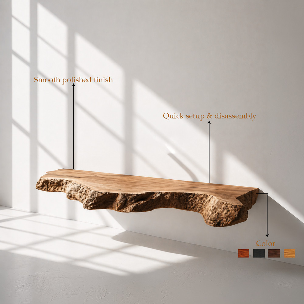 Luxury Live Edge Bathroom Vanity – Handcrafted Solid Wood Floating Sink Counter