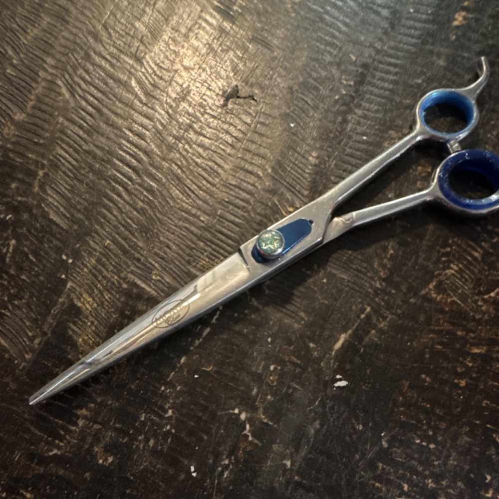 Monk Blue 8.5 Dog Grooming Scissors Ergonomic Handle