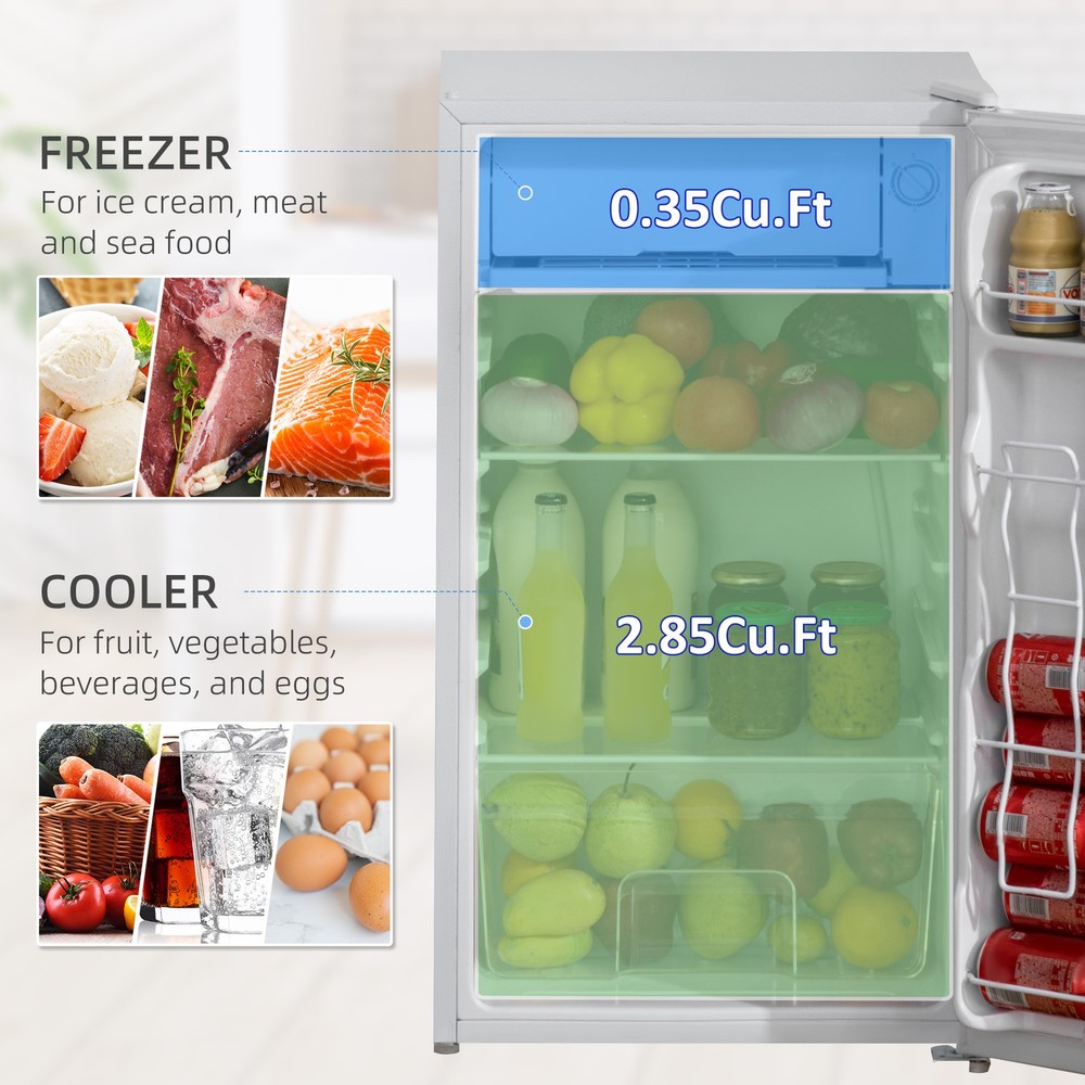 3.2 Cu.Ft Compact Refrigerator with Adjustable Thermostat, White