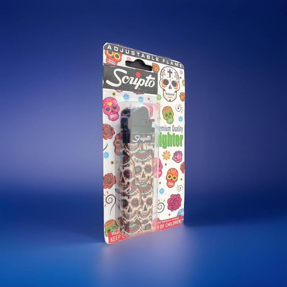 Scripto Premium Quality Lighter *Colorful Skull Design* (Adjustable Flame)