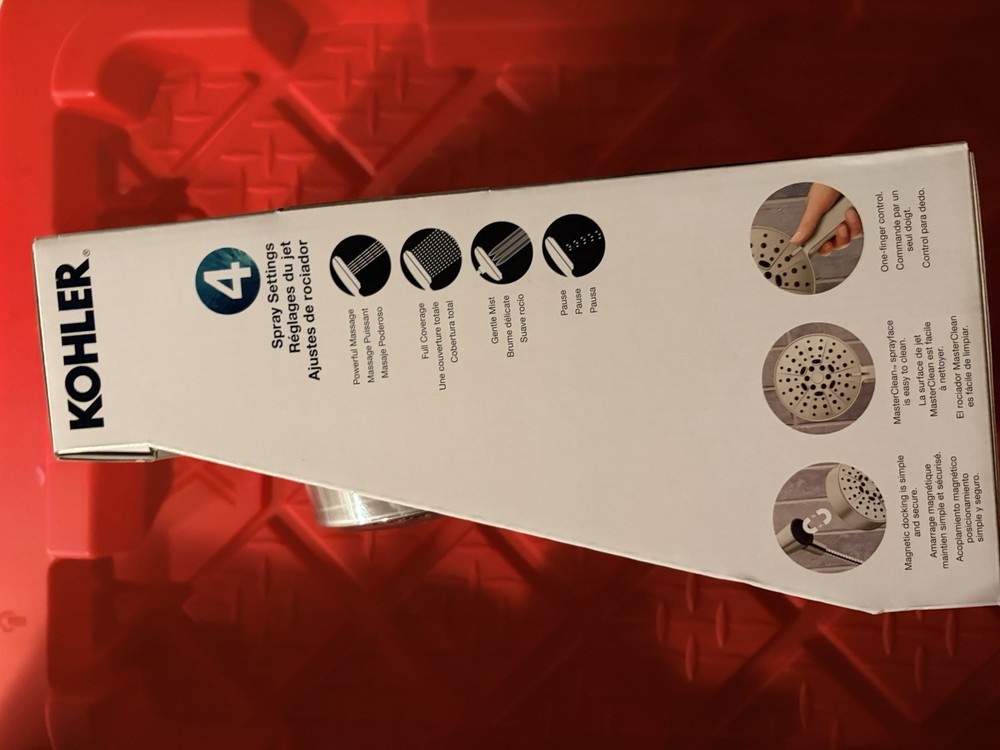 Kohler Multi-Function Handheld Shower Head 4 Spray Patterns Chrome Silver