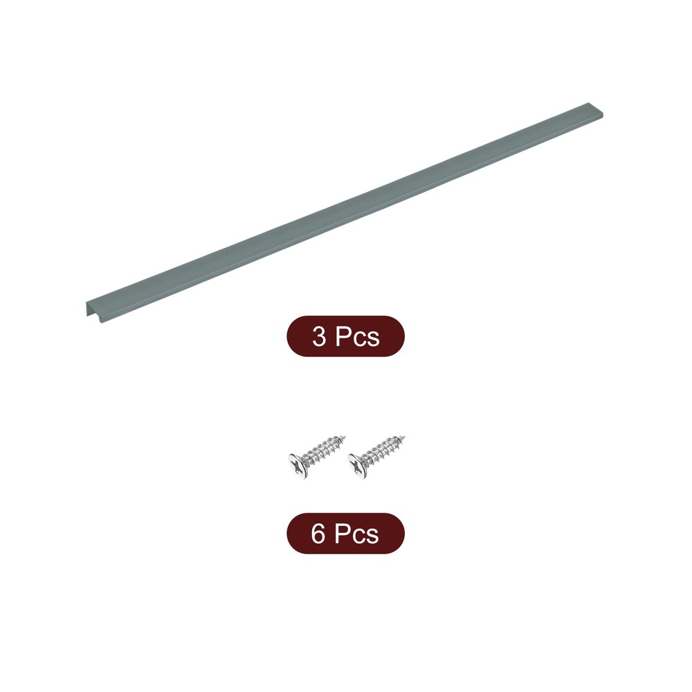 Cabinet Edge Finger Pull, 3pcs 800mm / 31.5" Hidden Cabinet Pulls, Gray