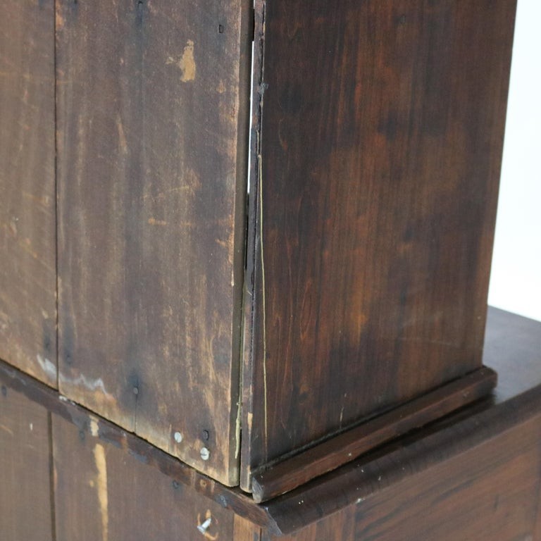 Antique Two-Piece Walnut Step Back Bookcase C1910